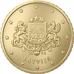 50 евроцентов Латвия аверс