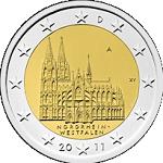 2 евро Германия 2011 год Федеральные земли Германии: Северный Рейн - Вестфалия