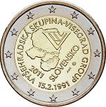 2 евро Словакия 2011 год 20 лет формирования Вишеградской группы