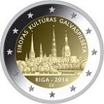 2 евро Латвия 2014 год Рига - культурная столица Европы