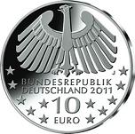 10 евро Германия 2011 год 100 лет туннелю под Эльбой в Гамбурге